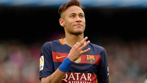 Neymar Celebrating A Goal In Fc Barcelona Wallpaper