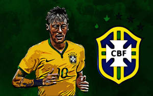Neymar Jr In Cbf Jersey Wallpaper