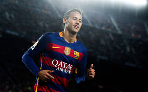 Neymar Showing His Enthusiasm For Fc Barcelona Wallpaper