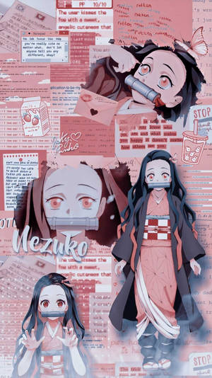 Nezuko Phone Notes And Letters Wallpaper