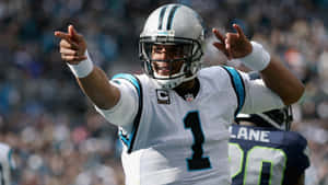 Nfl Superstar Cam Newton Highlights Skill And Leadership Wallpaper