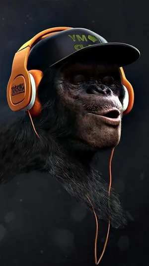 Nft Monkey With Headphones On Wallpaper