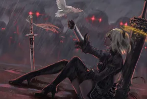 Nier Automata 2b And Dove Wallpaper