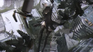 Nier Automata 2b Falling Wallpaper