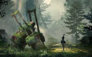 Nier Automata 2b In The Woods Wallpaper