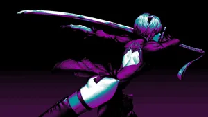 Nier Automata 2b Vaporwave Sword Wallpaper