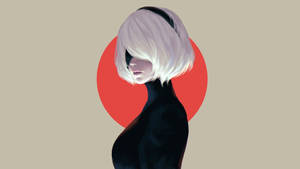 Nier Automata 2b With Black Headband And Turtle Neck Wallpaper