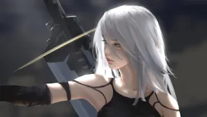 Nier Automata 4k Gray-haired Female Wallpaper