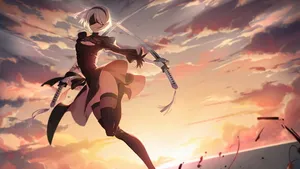 Nier Automata 4k Sunset Wallpaper