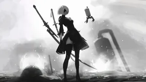Nier Automata 4k Two Swords Wallpaper