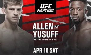 Nigerian Mma Fighter Sodiq Yusuff Versus Arnold Allen In An Intense Fight Poster Wallpaper