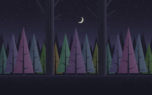 Night Forest Material Design Wallpaper