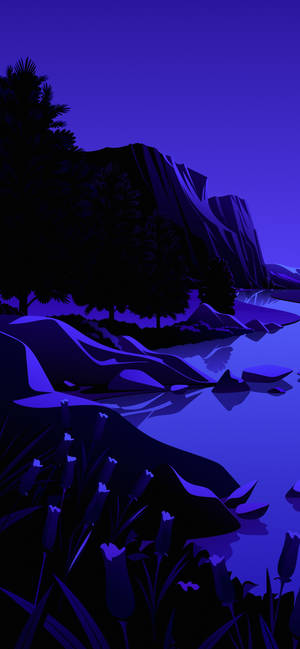 Night Mountains Vector Illustration Iphone Wallpaper