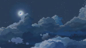 Night Sky Aesthetic Anime Scenery Wallpaper