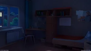 Night View Anime Bedroom Wallpaper