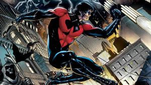 Nightwing With Buildings Wallpaper