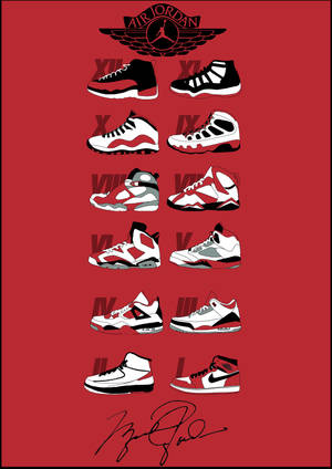 Nike Air Jordan 1 Series To 12 Art Wallpaper