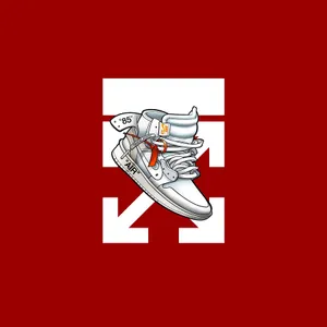 Nike Air Jordan Cartoon Sneaker With Off White Logo Illustration Wallpaper