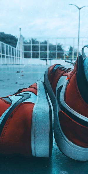 Nike Jordan 1 In Red And White Wallpaper