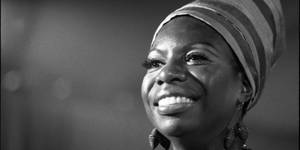 Nina Simone Black And White Candid Smile Wallpaper