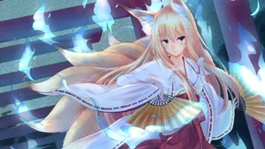 Nine-tailed Kitsune Girl Wallpaper