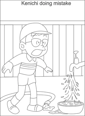 Ninja Hattori Kenichi Coloring Page Wallpaper