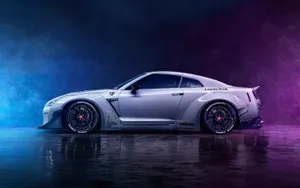 Nissan R35 Gtr Blue Violet Smoke Wallpaper