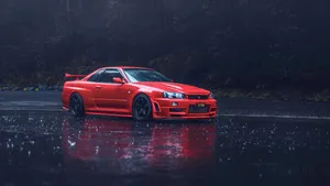 Nissan Skyline Gtr R34 Rainy Setting Wallpaper