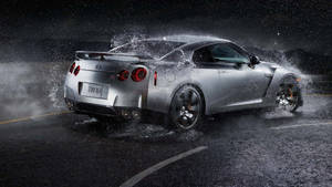 Nissan Skyline Gtr R35 Wet Road Wallpaper