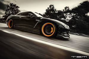 Nissan Skyline Gtr R35 Yellow Tires Wallpaper