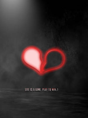 No Love Neon Red Broken Heart Wallpaper