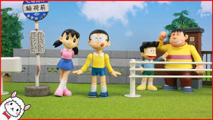 Nobita Shizuka Love Story At Park Wallpaper