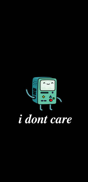 Nonchalant Bmo From Adventure Time Saying 'i Don't Care' Wallpaper