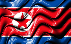 North Korea Flag Liquid Design Wallpaper