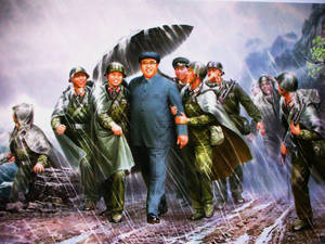 North Korea Kim Jong-il Rain Painting Wallpaper