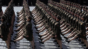 North Korea Lady Soldiers Marching Wallpaper