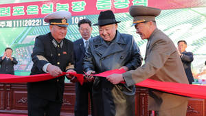 North Korea Leader Ribbon Cutting Wallpaper