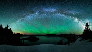 Northern Lights At Starry Night Wallpaper