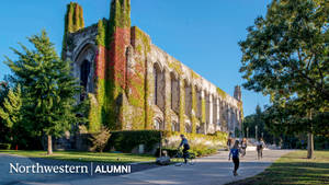 Northwestern University Library At Dusk Wallpaper