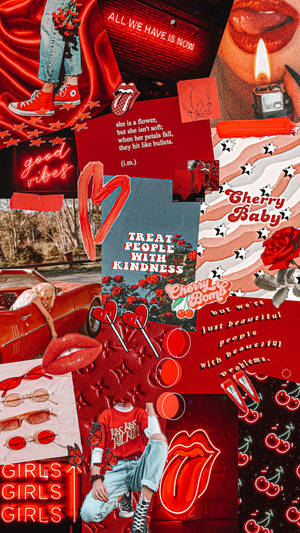 Nostalgic Collage Red Aesthetic Iphone Wallpaper