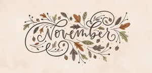 November Autumn Calligraphy Art Wallpaper