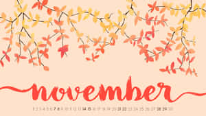 November Calendar With Leaves And Leaves Wallpaper