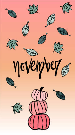 November Pumpkin Leaves Art Wallpaper