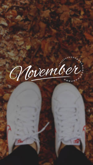 November Sneakers On Leaves Wallpaper