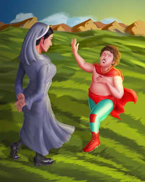 Nun Reprimanding Superhero Boy Wallpaper