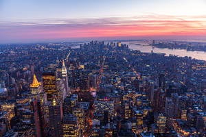 Nyc From Empire State Building At Twilight Wallpaper