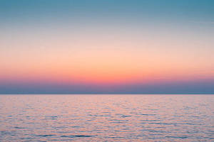 Ocean Meeting The Horizon Sunrise Nature Wallpaper