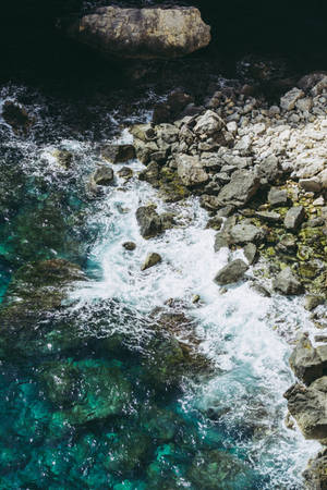 Ocean Meets Rocks Malta Wallpaper