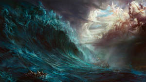 Ocean Waves Digital Abstract Art Wallpaper