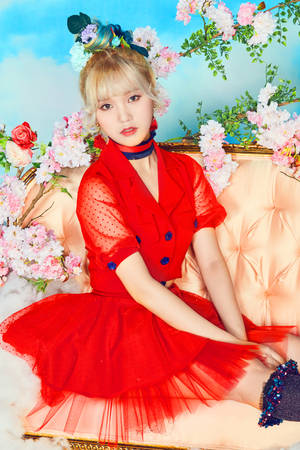Oh My Girl Mimi In Red Wallpaper